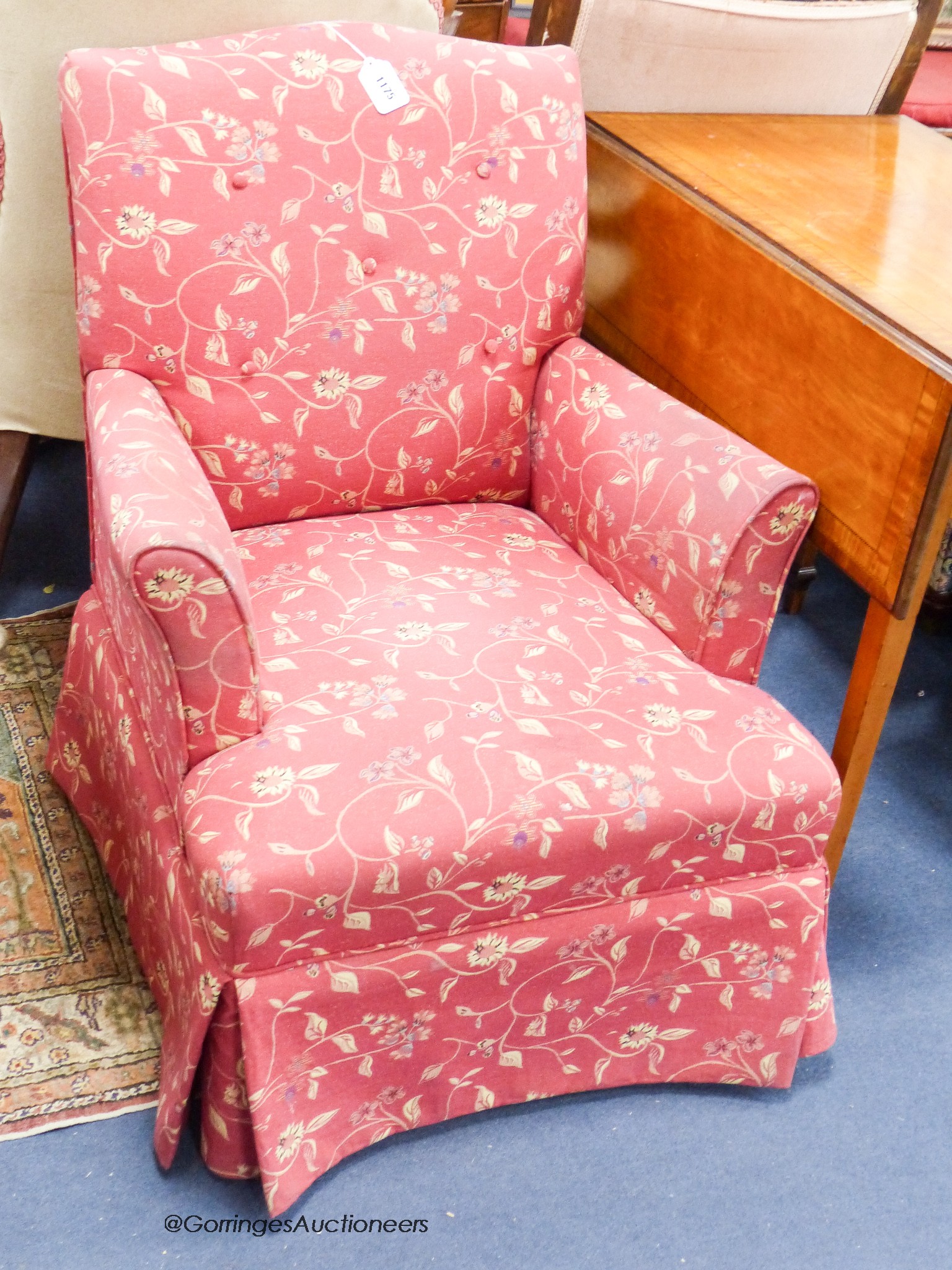 A small upholstered bedroom chair. H-80cm.